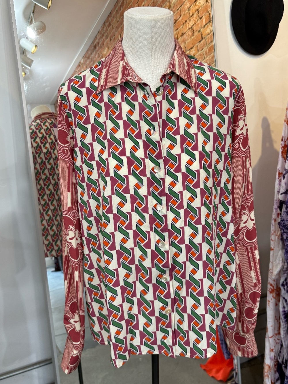 Miki Thumb Silk Print Patch Classic Shirt